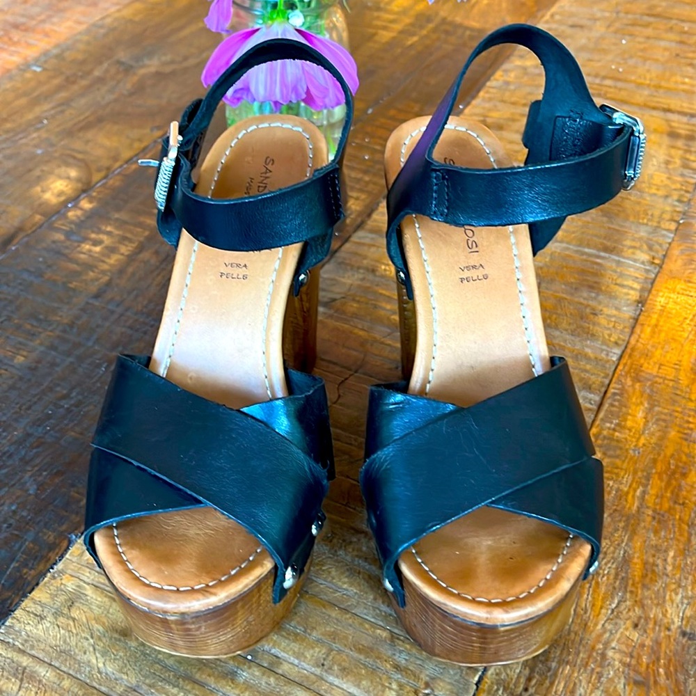 Sandro Rossi Vera Pelle Leather Platform Sandal